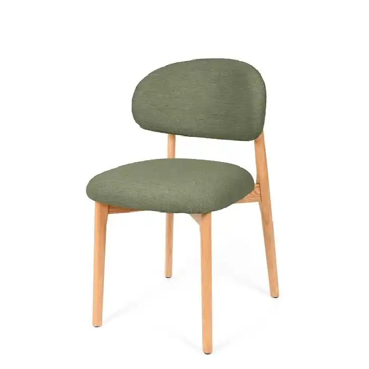 Silla WANDA madera natural tela verde - Sillas