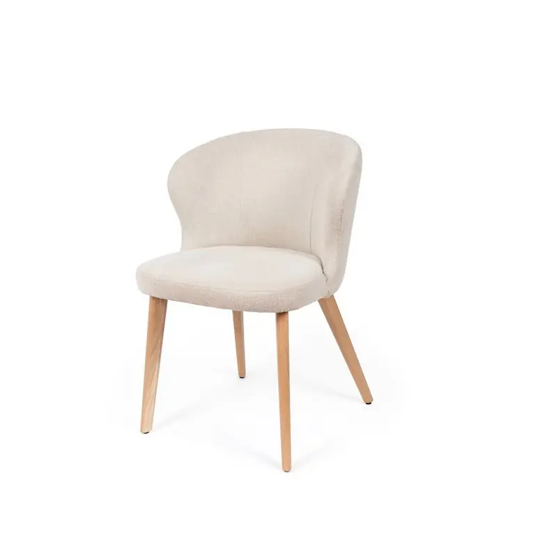 Silla TANYA madera natural tela beige - Sillas