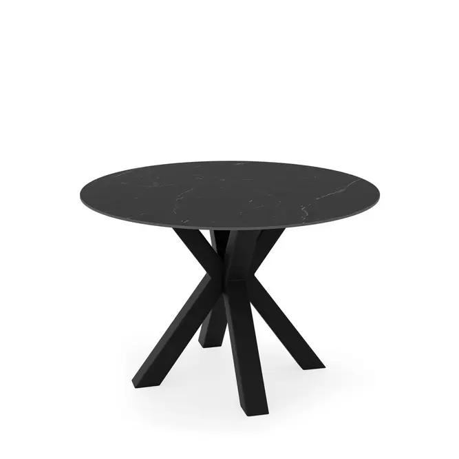 Mesa redonda porcelanico negro patas negro FIORELLA 100 cm - Mesas de comedor