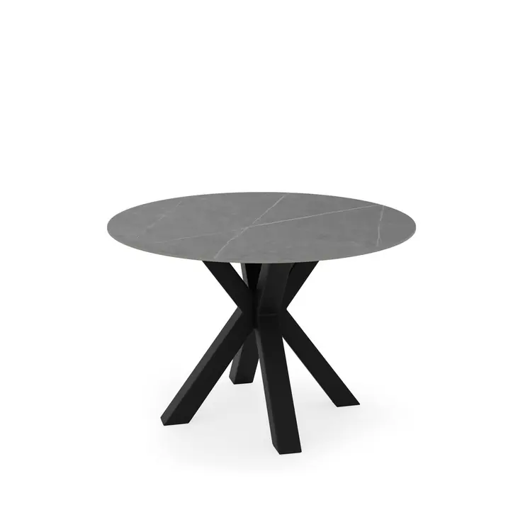 Mesa redonda porcelanico gris patas blanco FIORELLA 100 cm - Mesas de comedor