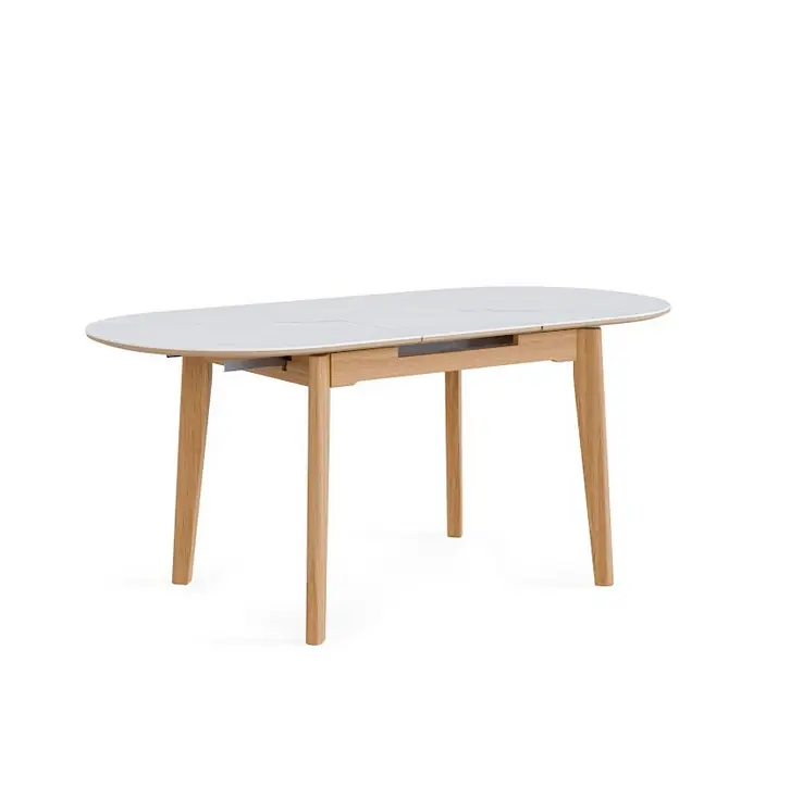 Mesa extensible porcelanica VELMA blanco roble 140-180×85 cm