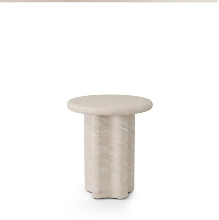Mesa auxiliar EMERIC marmol travertino 50cm - Mesas de centro y auxiliares