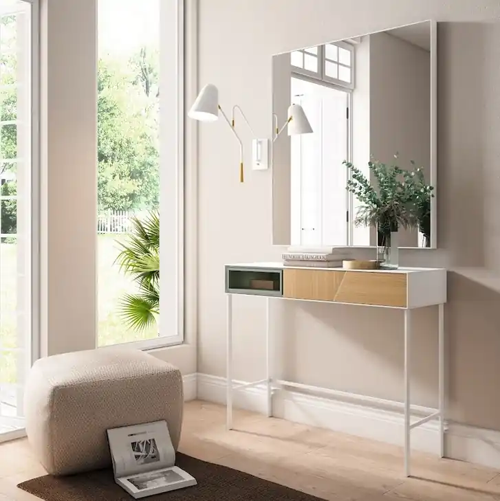 Consola recibidor siena blanco roble 100 cm - Consolas