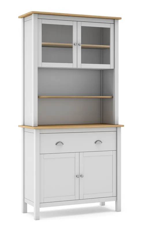 Buffet vitrina Misti madera blanco roble 180 cm - Mueble auxiliar cocina