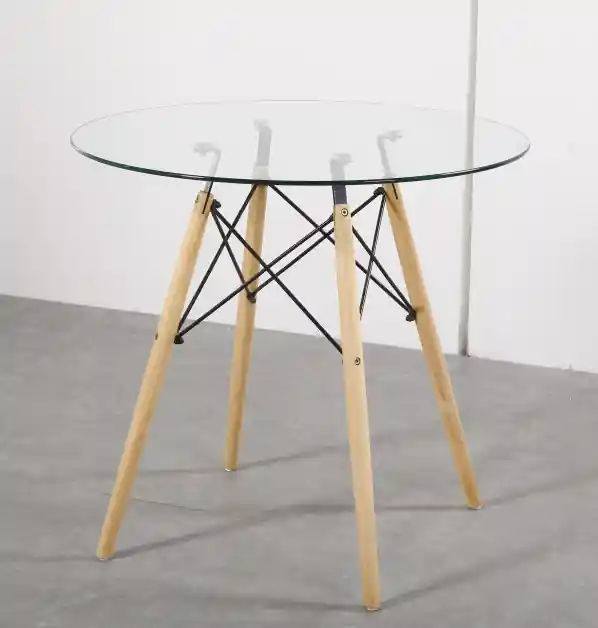 Mesa redonda Vintage cristal madera diámetro 80cm - Mesas de comedor