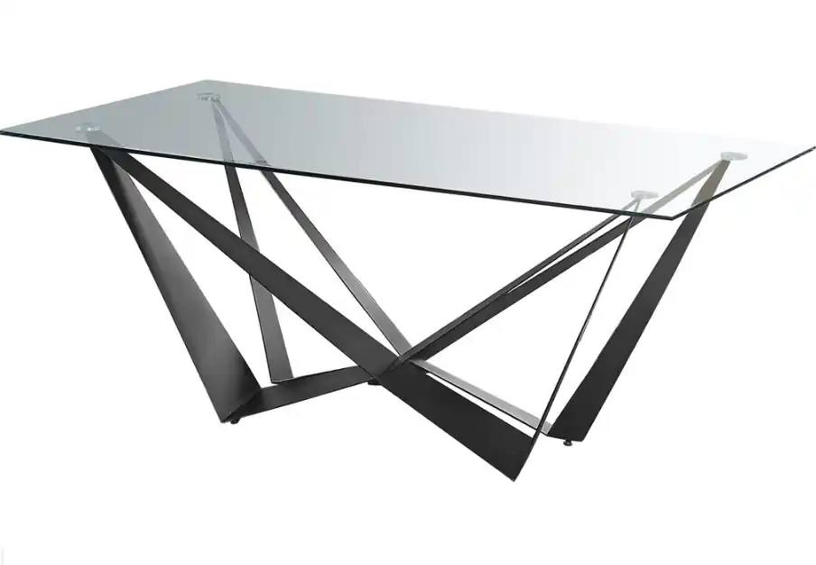 Mesa comedor W cristal patas metal 160x90x76cm - Mesas de comedor