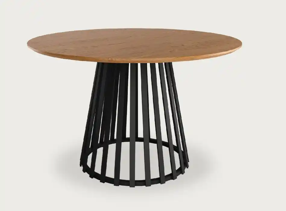 Mesa Sahara redondaroble natural pata metálica negro 120cm - Mesas de comedor