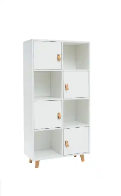 Estantería Anzio blanca con puertas 60x29x119cm - Estanterias