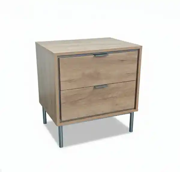Mesita Sforza 2 cajones roble natural 53×39.5x56cm - Mesitas de noche
