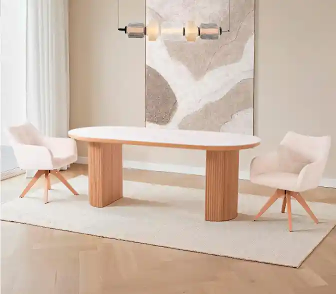 Mesa comedor Landa porcelánico madera 200x90x76 - Mesas de comedor
