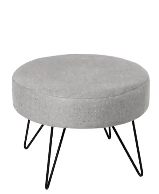 Puff Aron tapizado gris y patas metal 60cm - Puffs