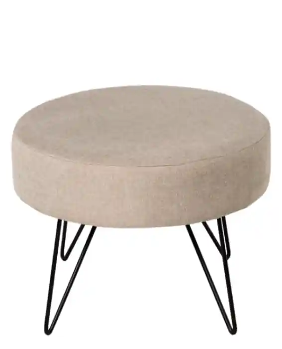 Puff Aron tapizado beige y patas metal 60cm - Puffs