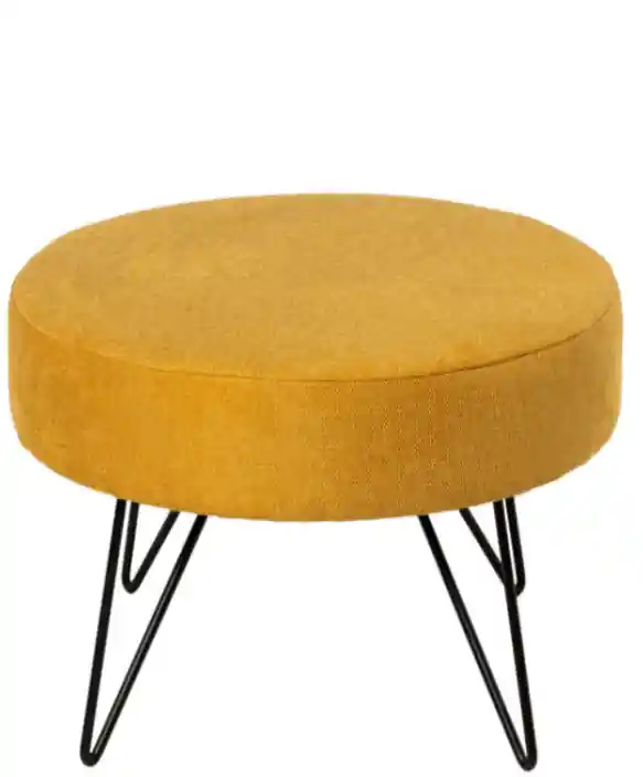 Puff Aron tapizado mostaza y patas 60cm - Puffs