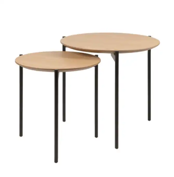 Set 2 mesas centro Norton roble-metal 50-40cm