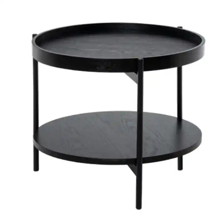 Mesa centro Adrian roble negro y metal 50x45cm - Mesas de centro y auxiliares