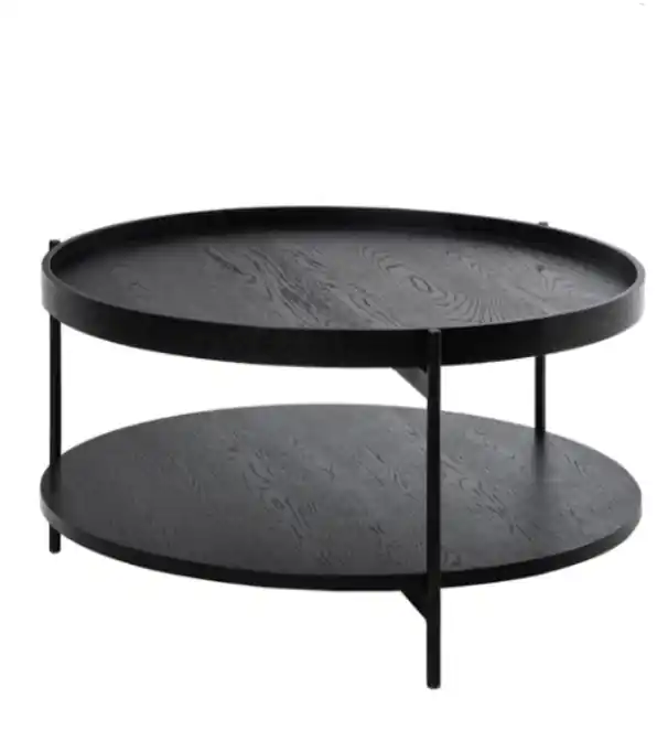 Mesa centro Dylan roble negro y metal 80x40cm - Mesas de centro y auxiliares