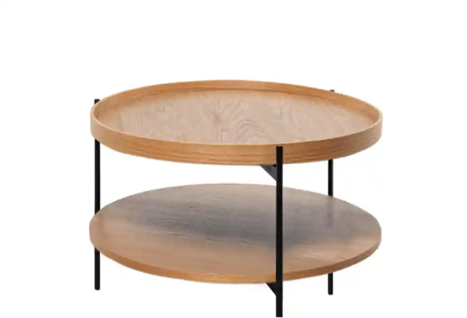 Mesa centro Dylan roble y metal negro 80x40cm - Mesas de centro y auxiliares