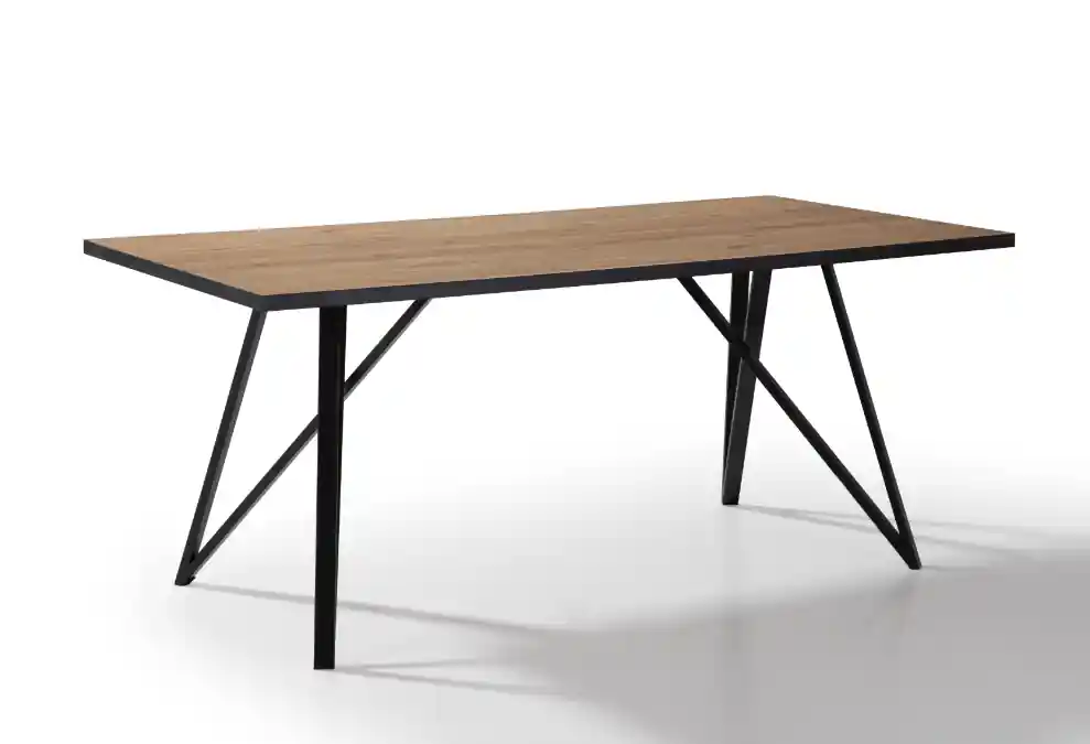 Mesa de comedor Myla natural acero negro 180×90 cm - Mesas de comedor