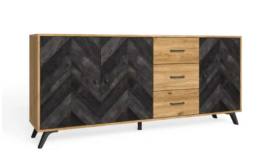 Aparador Delta en madera natural y serigrafia 180x40cm - Aparadores