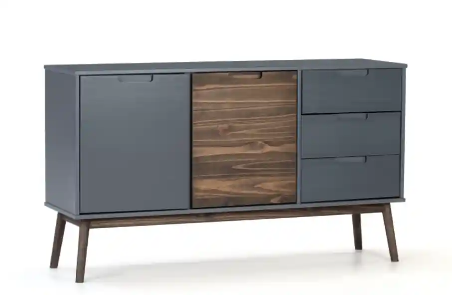Aparador Nussa madera de pino gris antracita 140cm - Aparadores