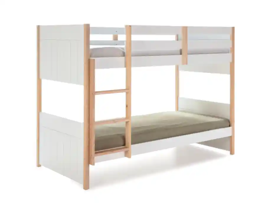 Litera de estilo nordico blanco 90×190 - Camas y canapes