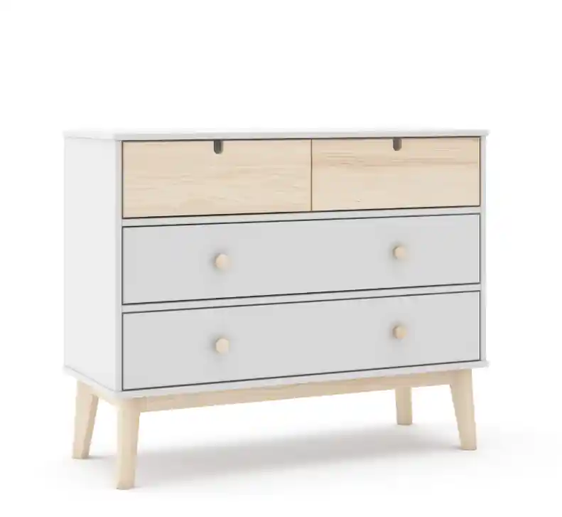 Comoda Estefania madera de pino blanco natural 100cm - Comodas Sinfonier