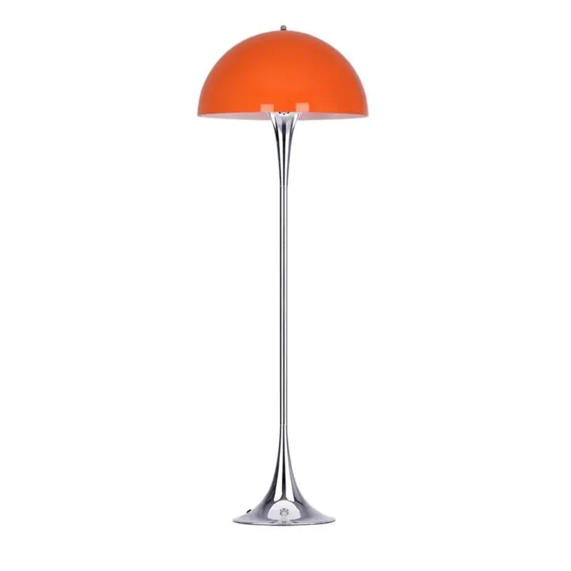 Lampara de pie Vera metal cromada pantalla naranja - Lamparas de pie