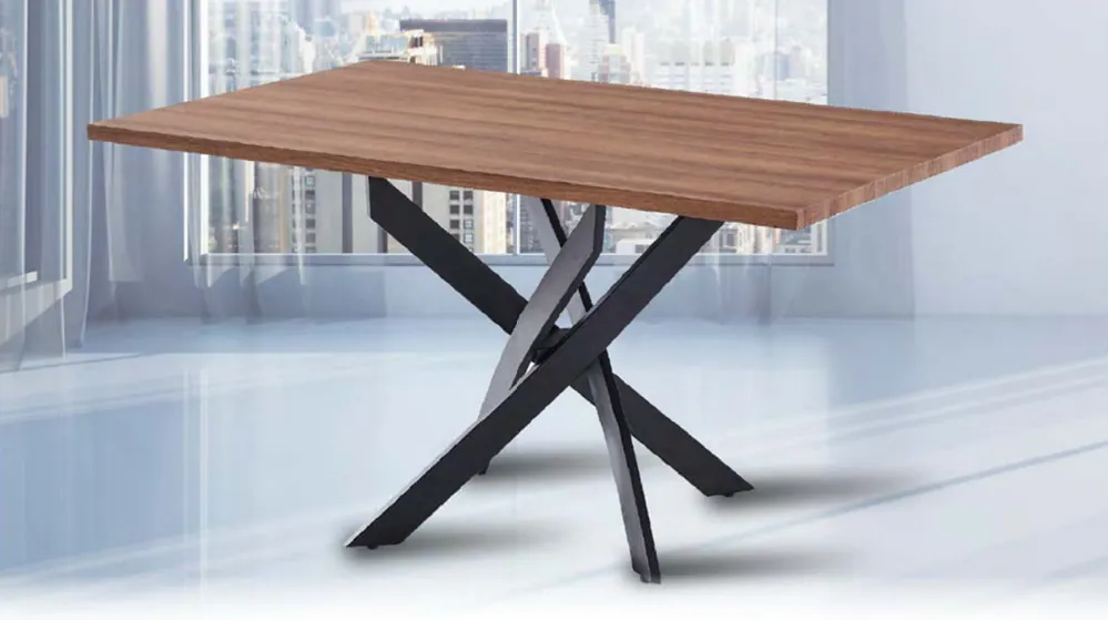 Mesa rectangular Nely efecto madera nogal 140×90 - Mesas de comedor