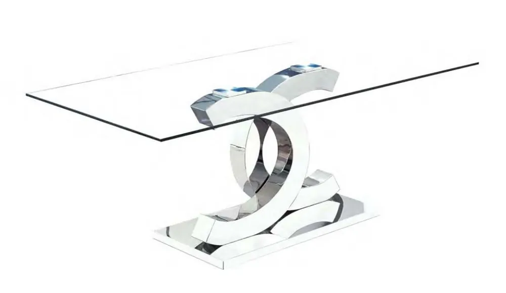 Mesa de comedor Chanel cristal acero inoxidable 150×90 cm - Mesas de comedor