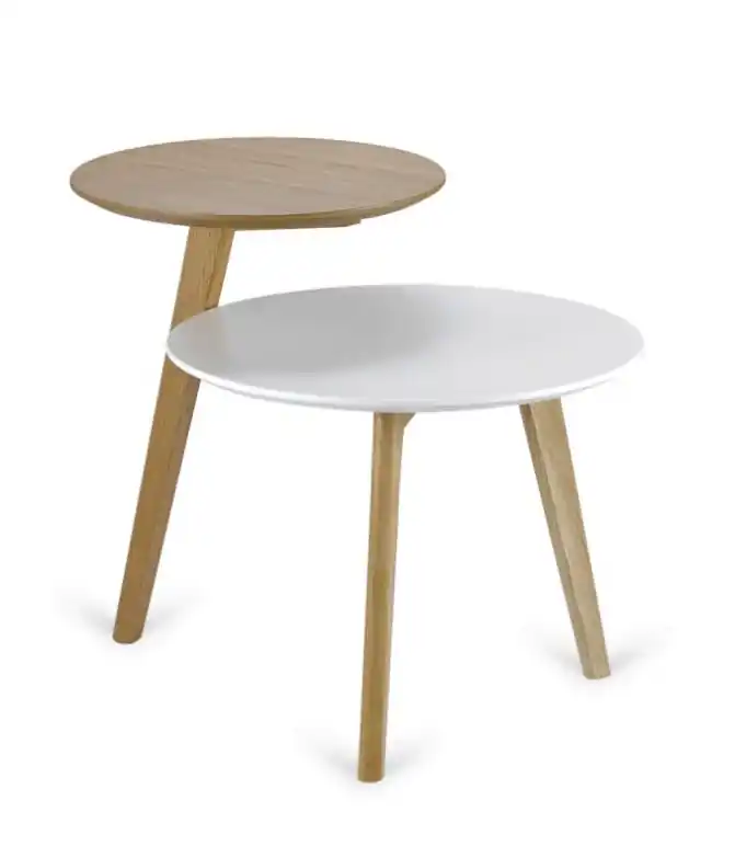 Mesa auxiliar Triunfo bicolor madera roble macizo 60cm - Mesas de centro y auxiliares