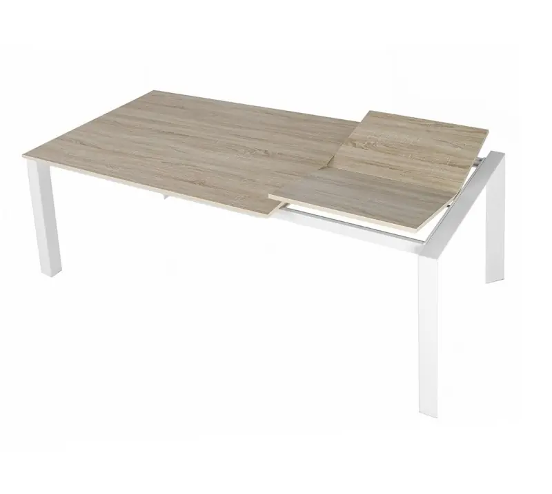 Mesa de comedor extensible robla acero blanco Malibu 140-200×90 cm
