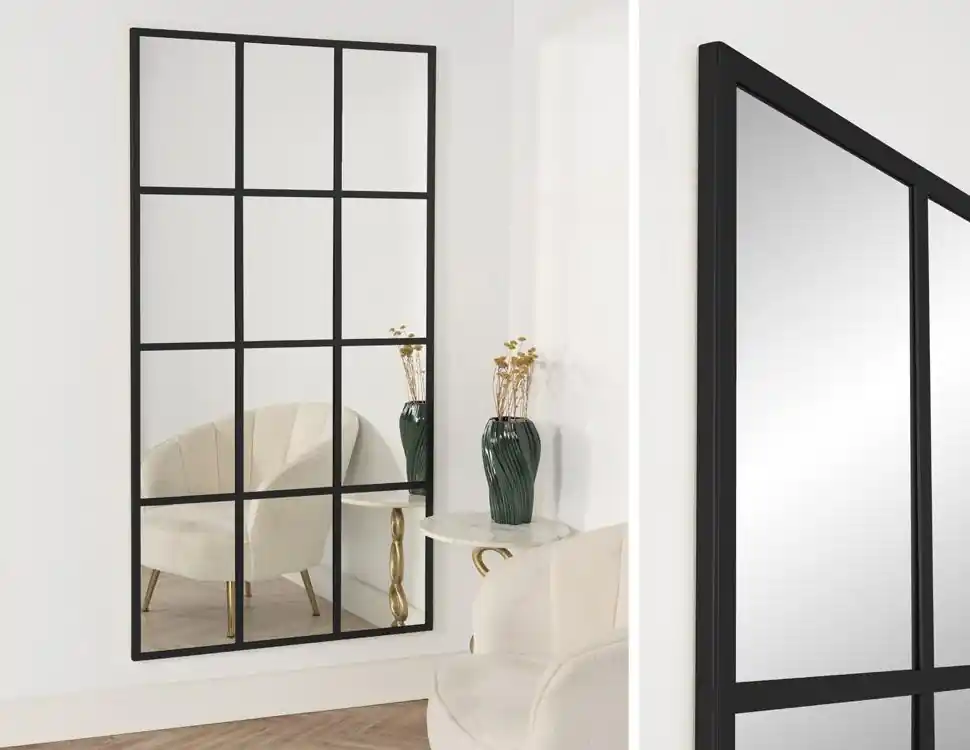 Espejo ventana metal negro 180×90 cm - Espejos