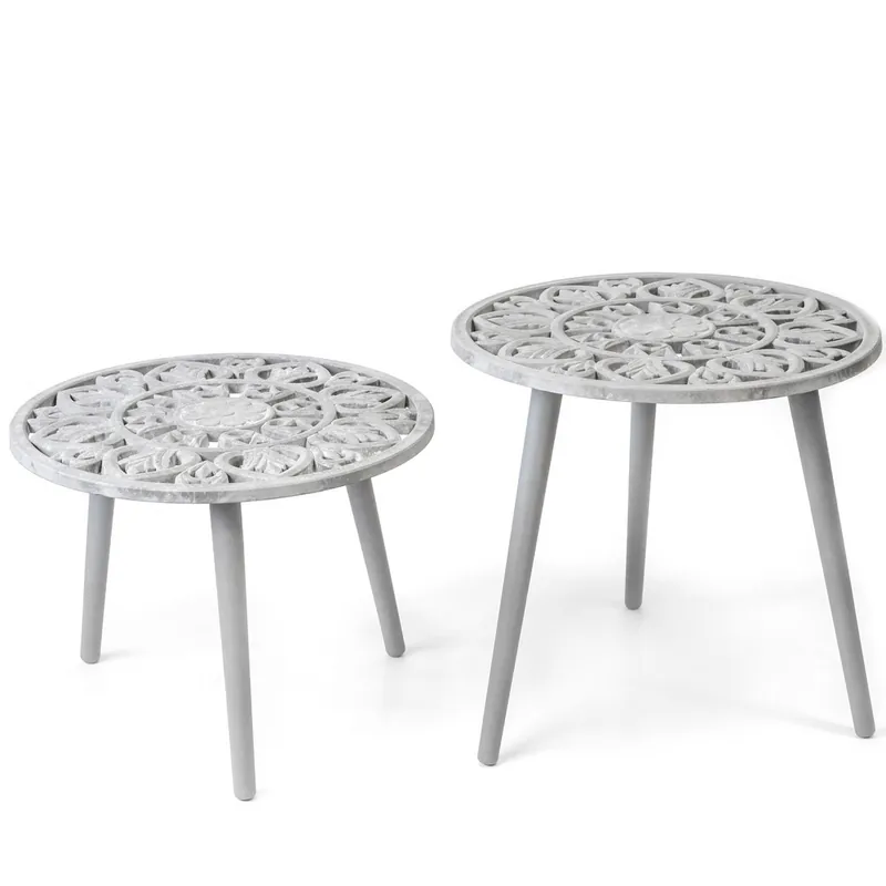 Conjunto 2 mesas Mandala 48×45,5cm y 35,5cm - Mesas de centro y auxiliares