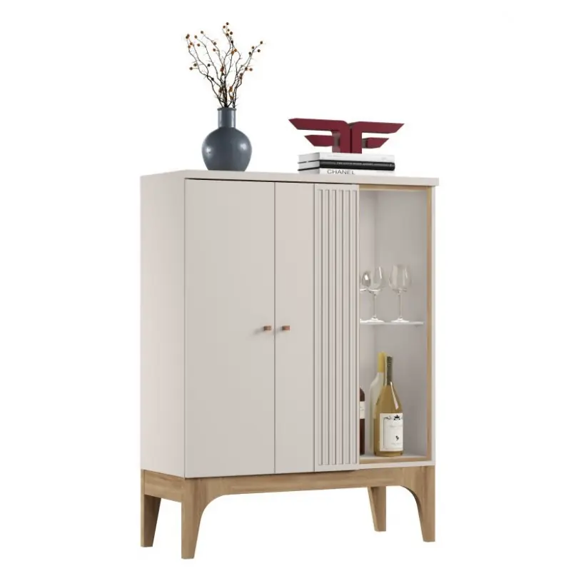 Bar buffet Vivaz blanco roto y peral 90cm x 122cm - Aparadores