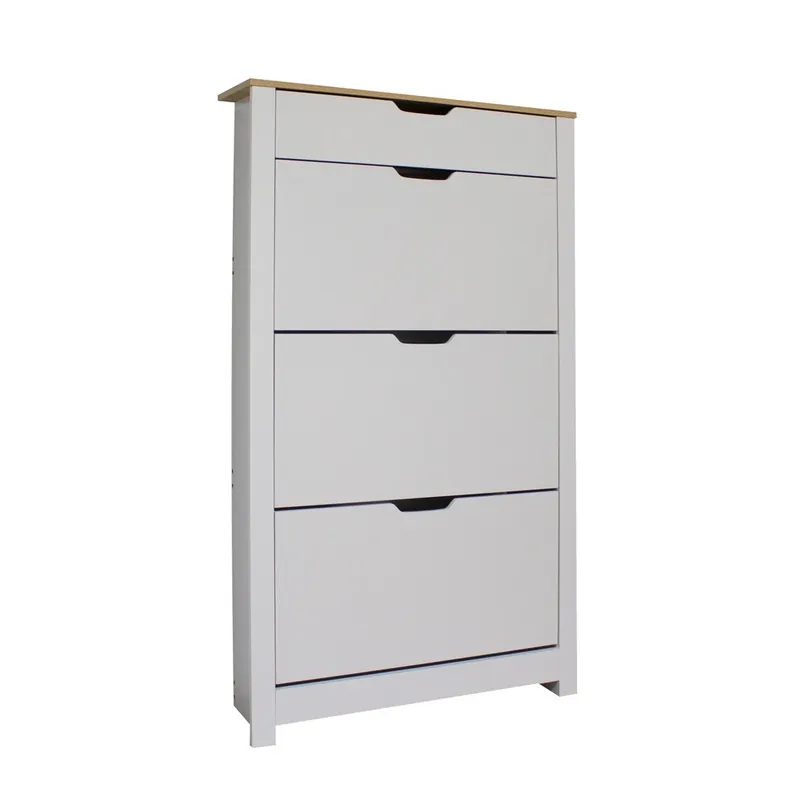 ZAPATERO BLANCO BALI 3 APARTADOS Y 1 CAJÓN 78x24x140cm - Zapateros
