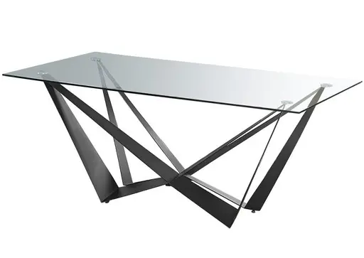Mesa comedor cristal Dugal negra 160x90x76cm - Mesas de comedor