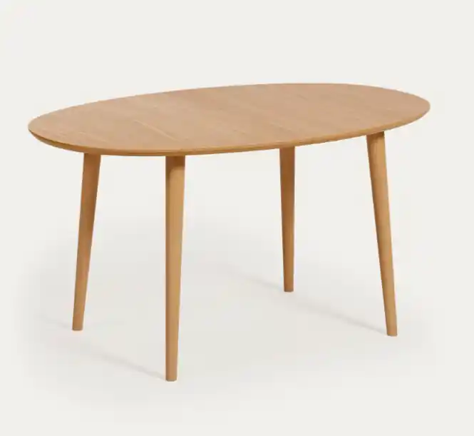 Mesa nordica redonda extensible roble natural 140-220×90 cm
