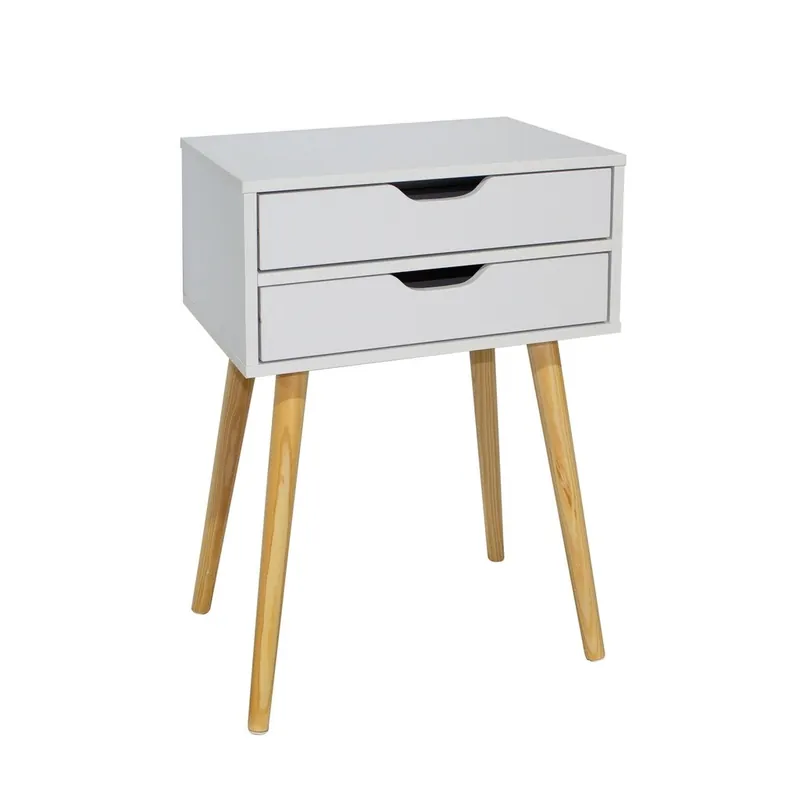 Mesita Carla blanca con 2 cajones 40x30x60cm - Mesitas de noche