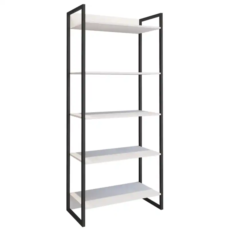 Estantería multiusos Oporto blanco y metal negro 80x33x186,6cm - Estanterias