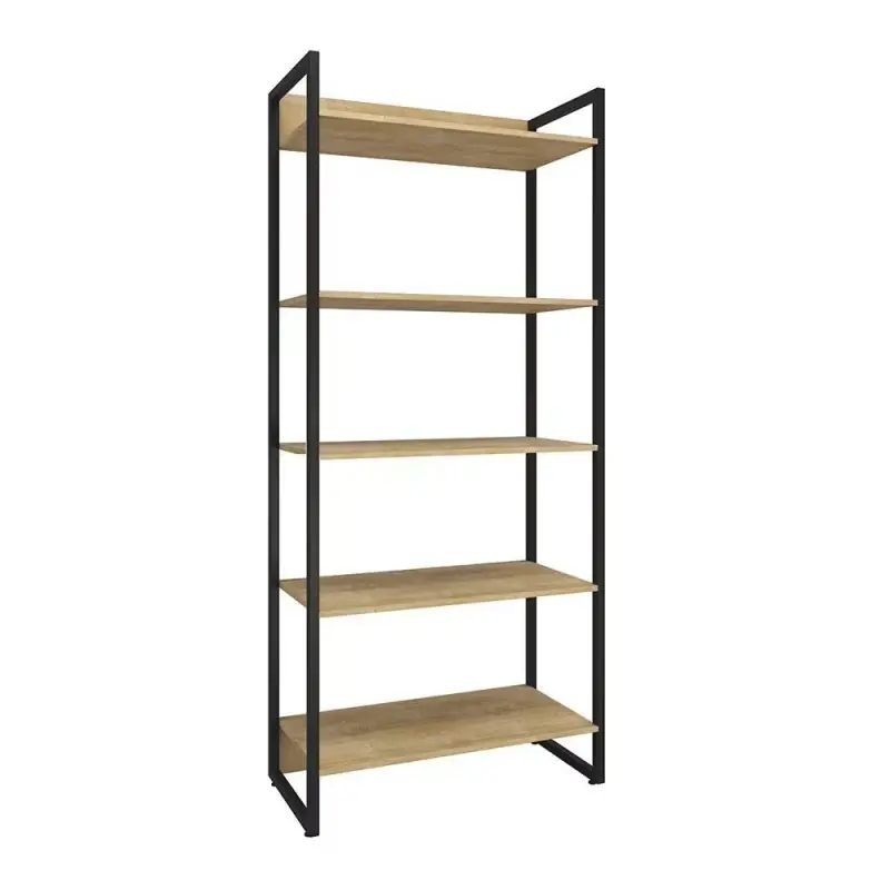 Estantería multiusos Oporto peral y metal negro 80x33x186,6cm - Estanterias