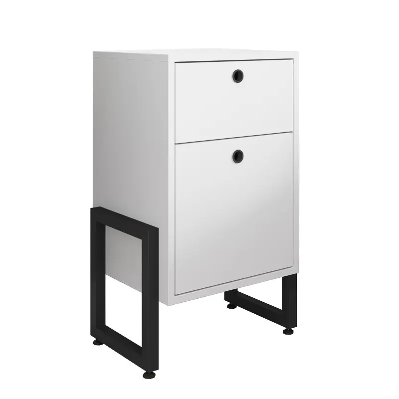 Cajonera multiusos Romy 2 cajones metal negro y blanco 40x32x66,5cm - Mesitas de noche