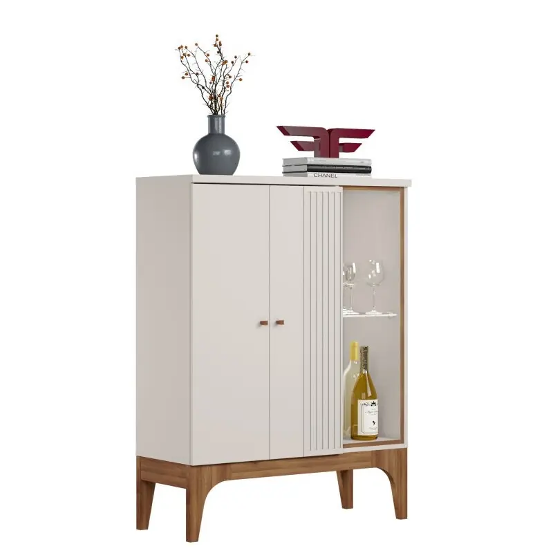 Bar buffet Vivaz blanco roto y nogal 90cm x 122cm - Aparadores