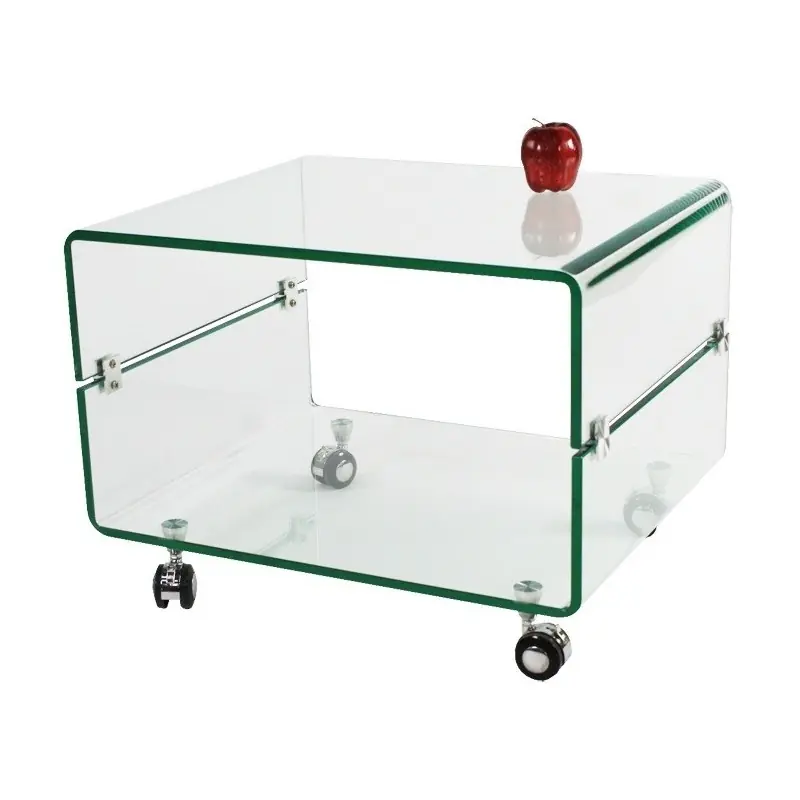 Mesa centro cristal con ruedas 60×40 cm - Mesas de centro y auxiliares