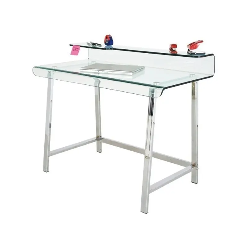 Escritorio cristal acero inoxidable pulido brillo - Escritorios