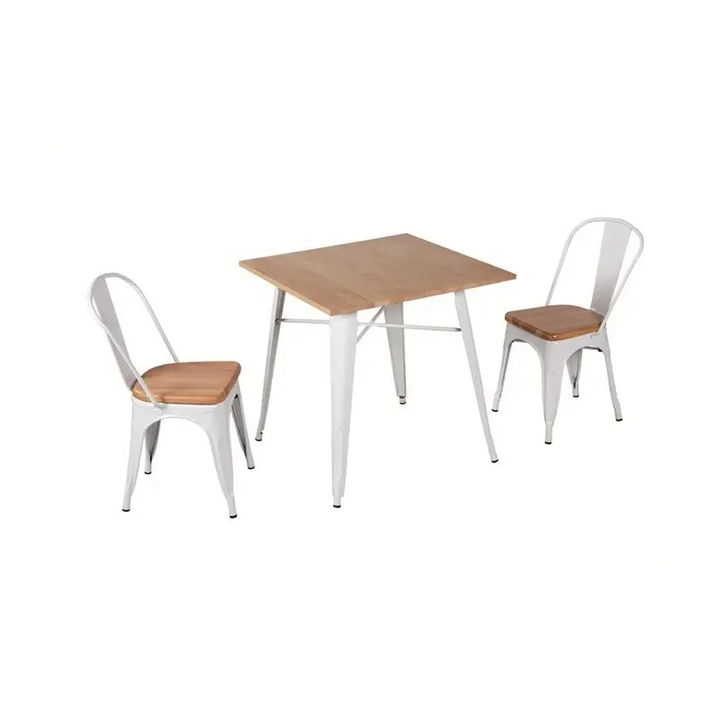 Mesa Tolix blanco madera maciza 80cm - Mesas hosteleria