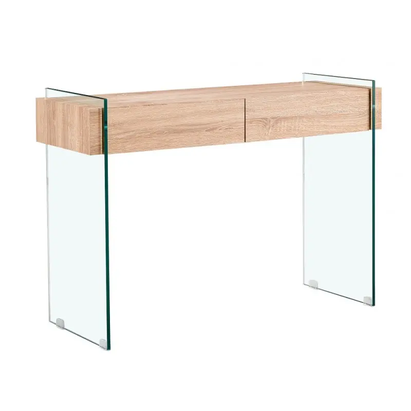 Consola Libra cristal transparente con cajones de madera 120×40 cm - Consolas