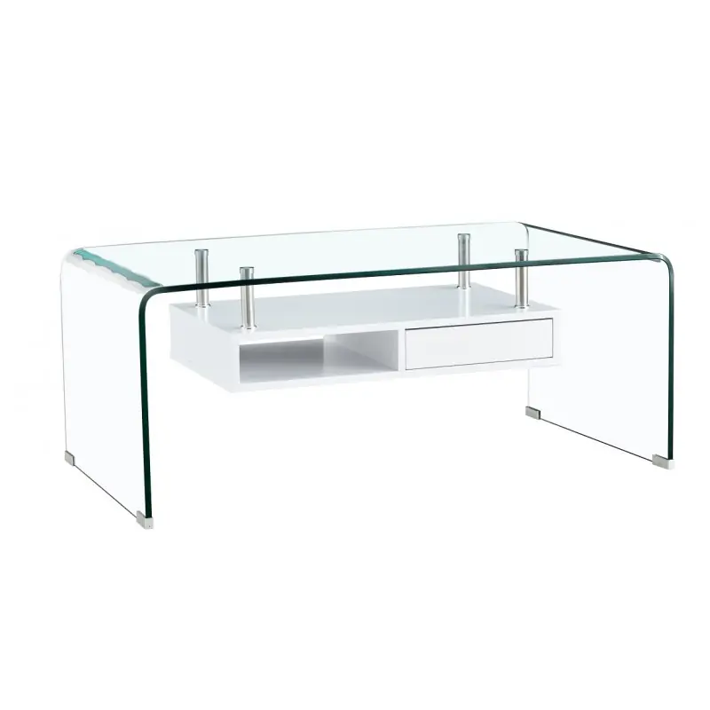 Mesa de centro de cristal con estante 110x60cm - Mesas de centro y auxiliares