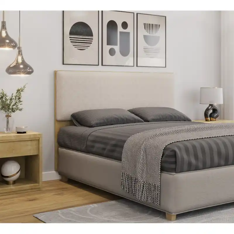 Cabezal MDP natural tapizado tejido de lino beige 160cm - Cabeceros