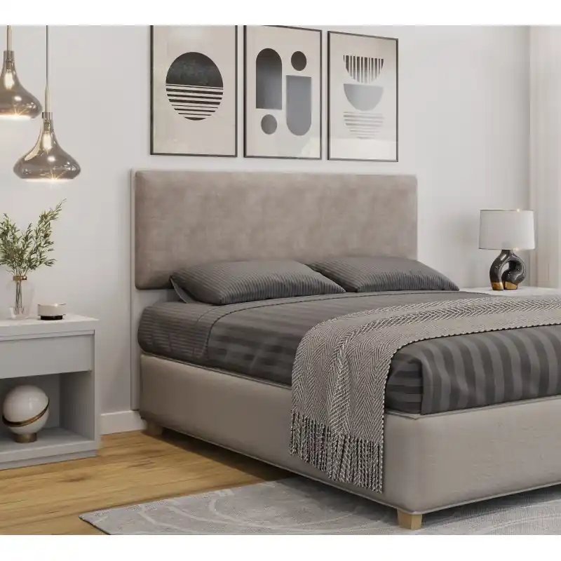 Cabezal MDP blanco tapizado tejido ejido velvet capuccino 160cm - Cabeceros