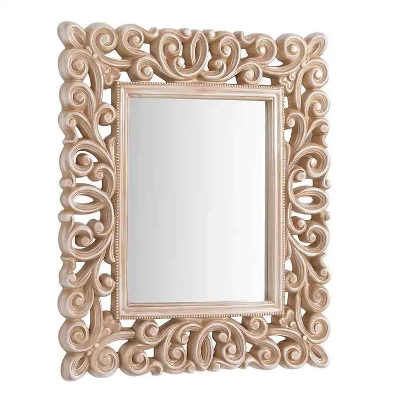 Espejo barroco crema patinado 80×67 cm - Espejos